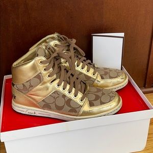 Coach Gold Sneaker High Tops Size 8